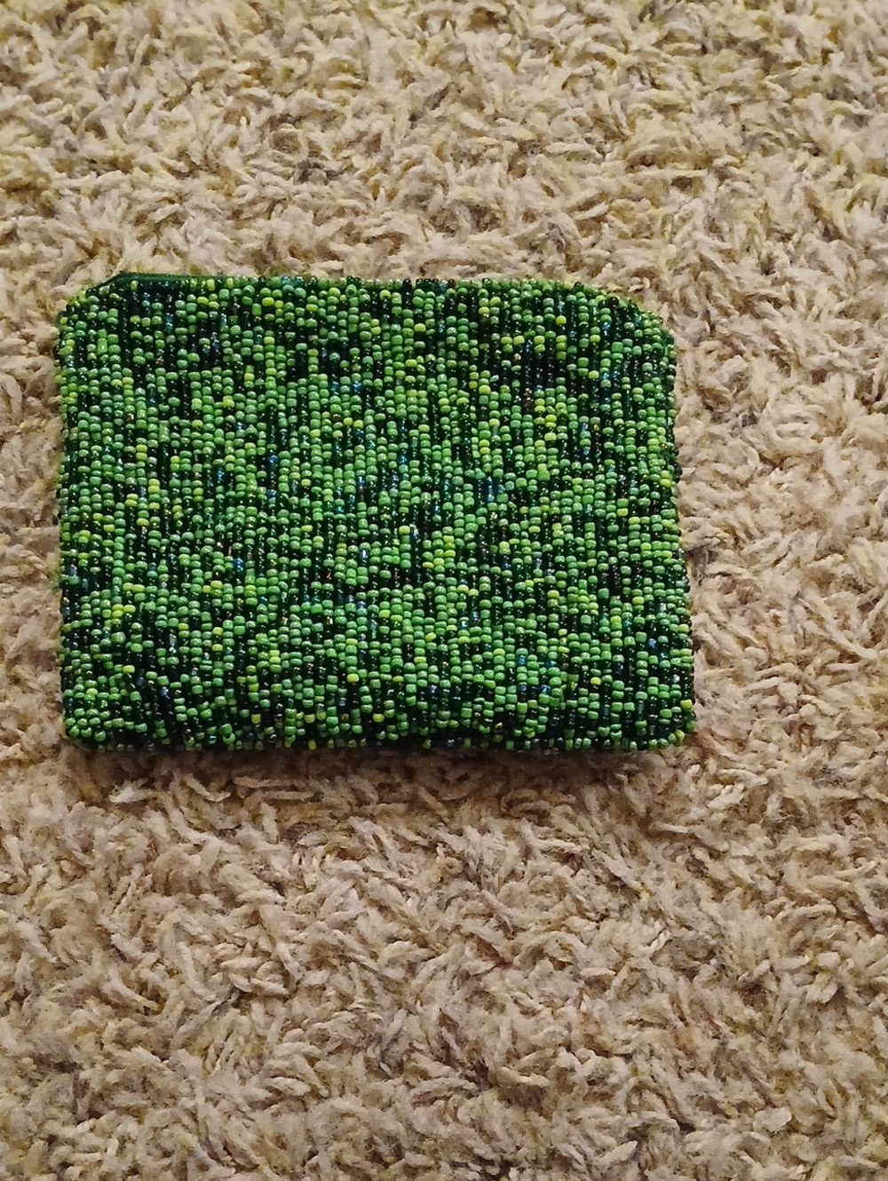 Green Beaded Card Wallet